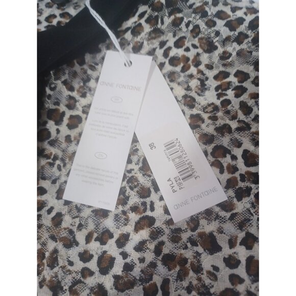 NWT 4 EU38 Anne Fontaine Pyla Leopard Cheetah Animal Print Semi Sheer Mesh Top - Picture 5 of 6